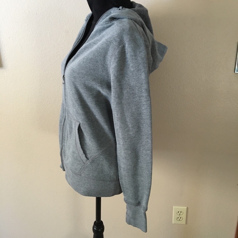 TEK GEAR LG GRAY FULL ZIP TWO POCKET THUMB HOLE CUFF FLEECE SWEATSHIRT